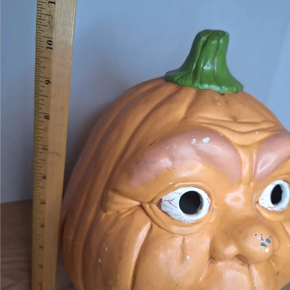 VTV Vintage Ceramic Pumpkin Jack O Lantern Wide Mouth Bloodshot Eyes Halloween